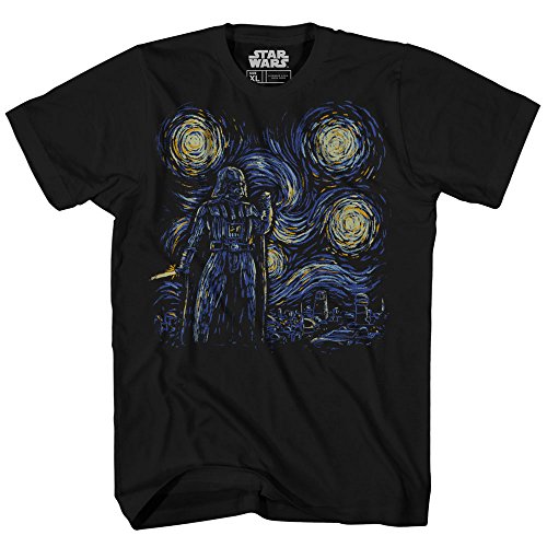Star Wars Darth Vader Van Gogh Style Starry Night Design Adult Graphic T-Shirt for Men (Black)