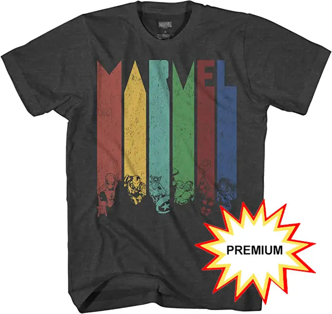 Marvel Avengers Color Daze Adult Men's Graphic T-Shirt (Premium Charcoal Heather) 191685635721