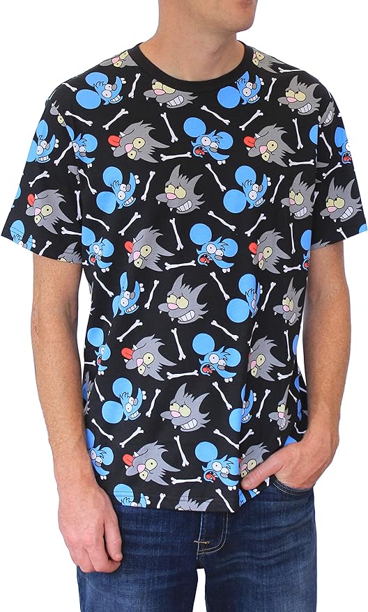 The Simpsons Itchy and Scratchy Sublimated Graphic T-Shirt for Men (Black) 195566278021