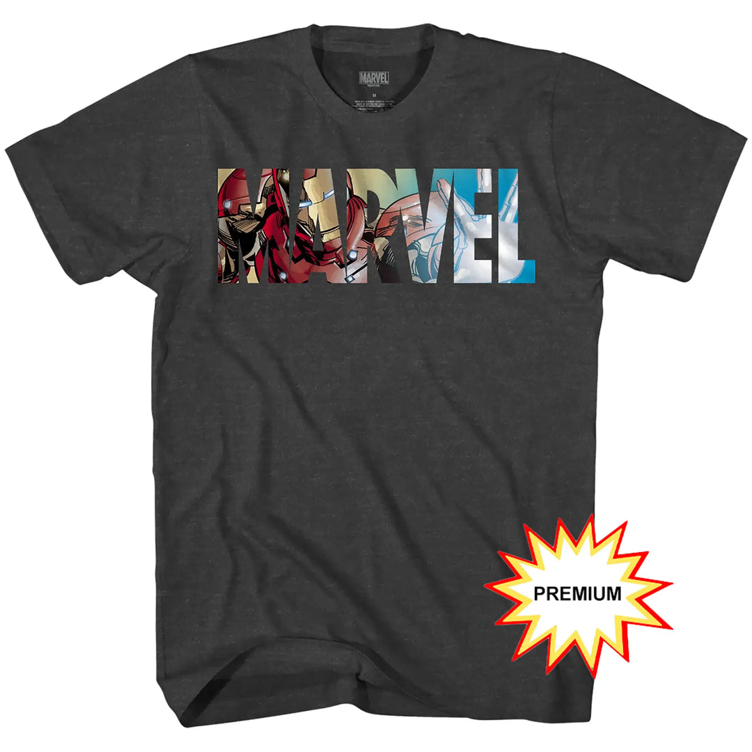 Marvel Iron Man Logo Adult Men's Graphic T-Shirt (Premium Charcoal Heather) 191685645935