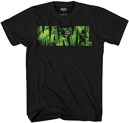 Marvel Logo Hulk Fill Adult – (Black) for Graphic Men T-Shirt 1916853435