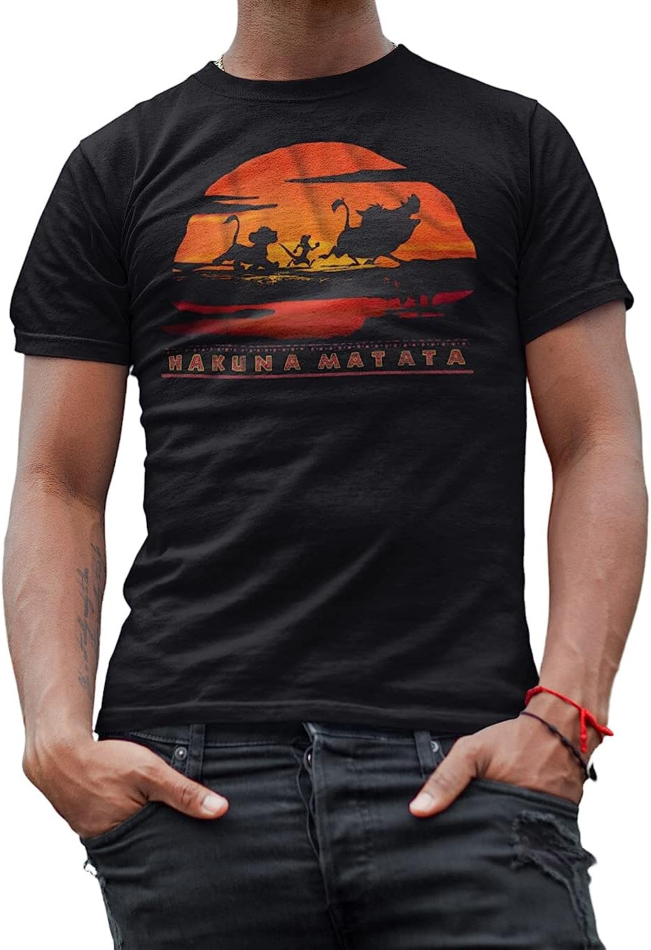 Disney Lion King "Hakuna Matata" Adult Graphic T-Shirt for Men (Black) 191685639545