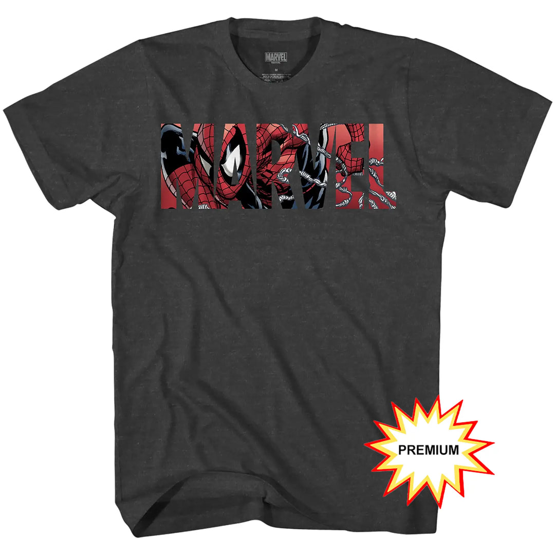 Marvel Spider-Man Logo Adult Men's Graphic T-Shirt (Premium Charcoal Heather) 191685645843