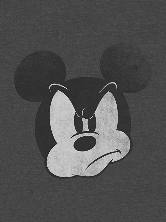 DISNEY Mickey Mouse Mad Mickey Design Men's Adult Graphic Sweatshirt Hoodie (Charcoal Heather)