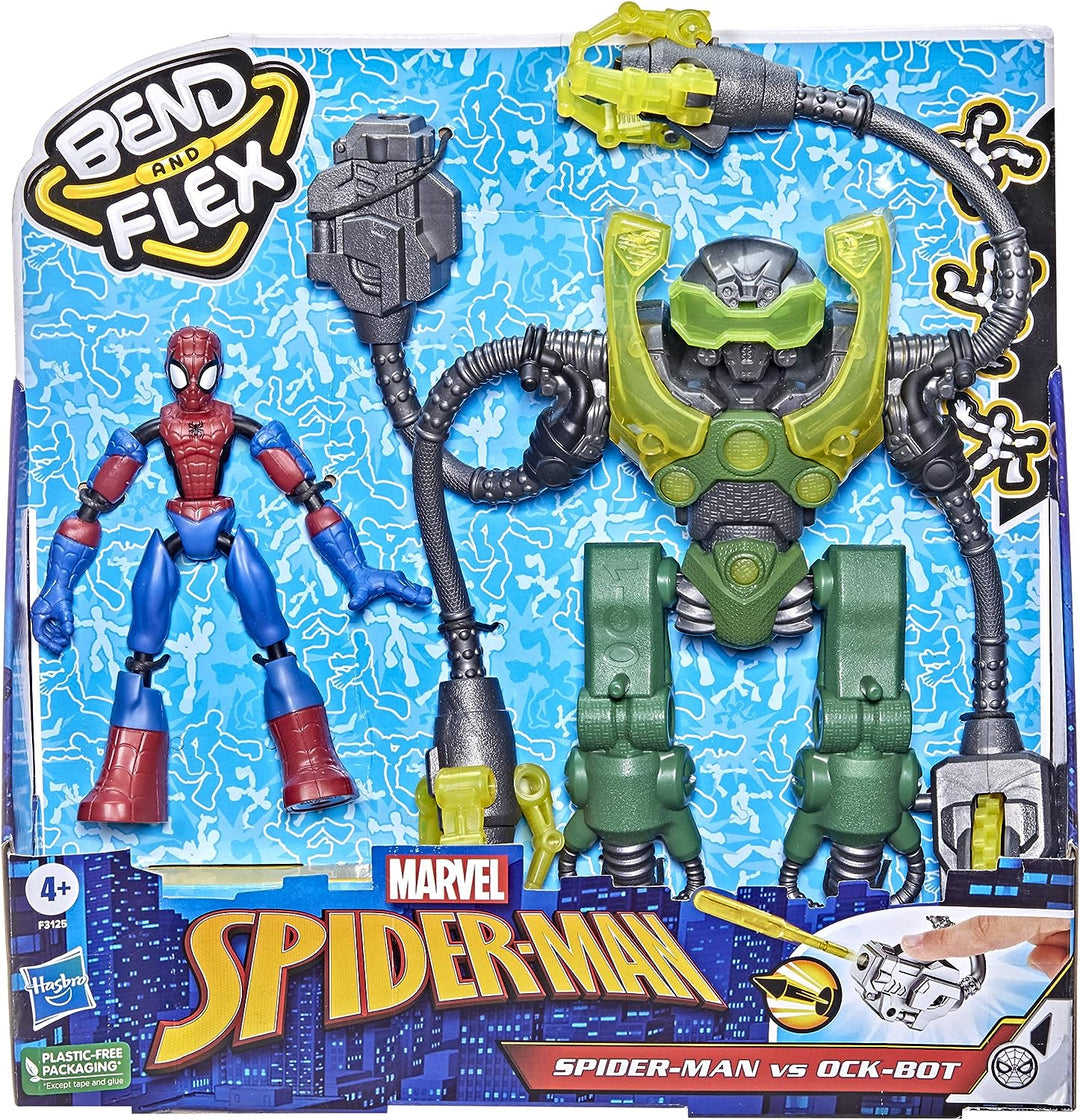 Marvel Spider-Man Bend and Flex Spider-Man Vs. Ock-Bot 6-inch Spider-Man Action Figure 10-Inch Ock-Bot with 2 Product Image
