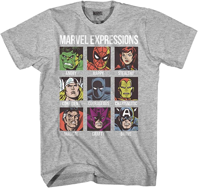 Marvel Avengers Expressions Adult Men's Graphic T-Shirt (Various Colors)